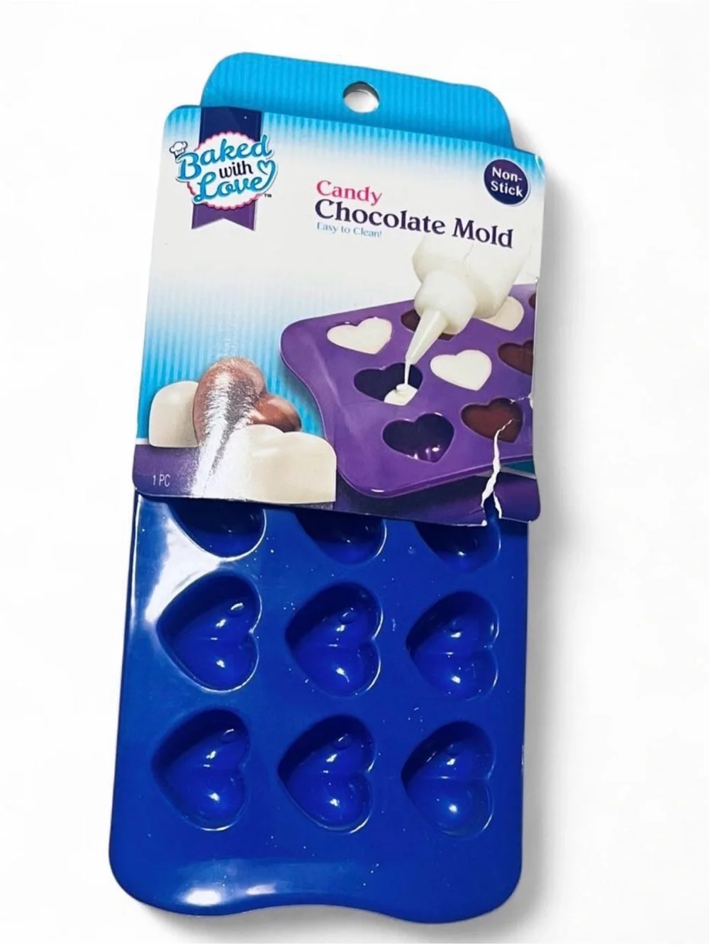 Blue Heart Chocolate Mold - Non-Stick Candy Mold